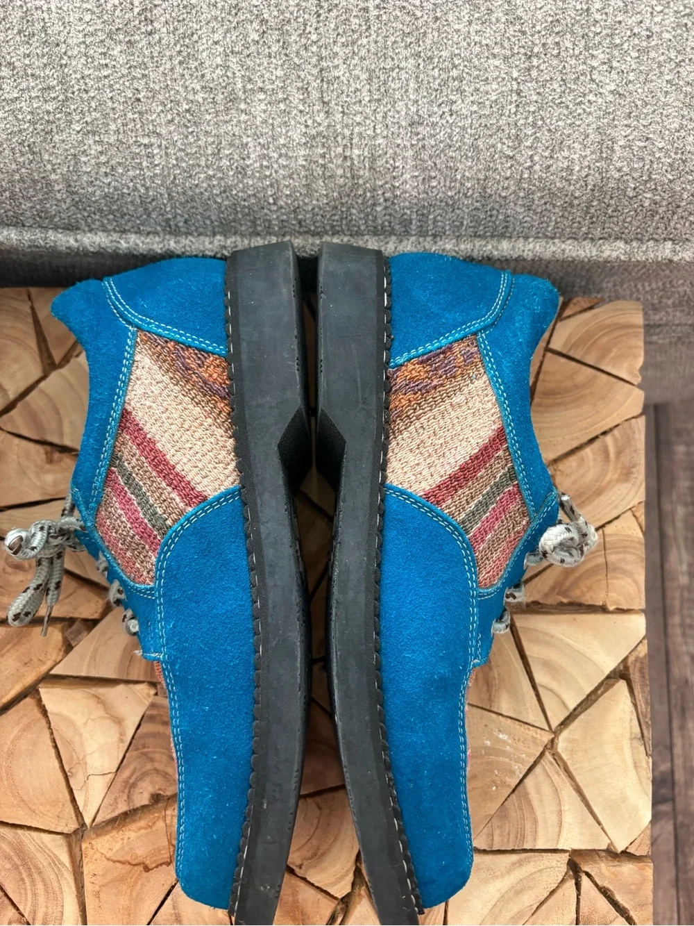 Women’s Blue Suede & Multicolor Stripe Casual Shoes